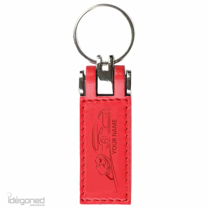 PO2510 Sleutelhanger rood leer kunstleer