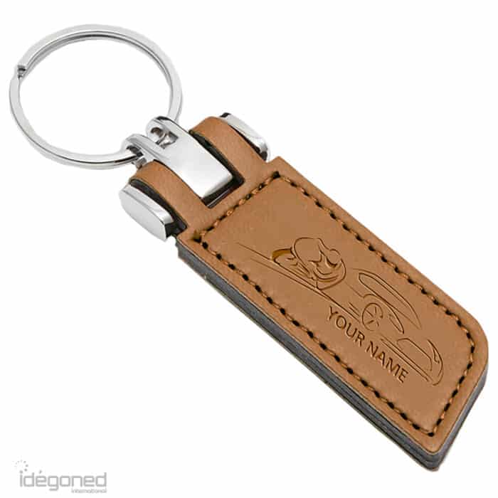 Sleutelhanger P02694 lichtbruin kunstleer Idegoned