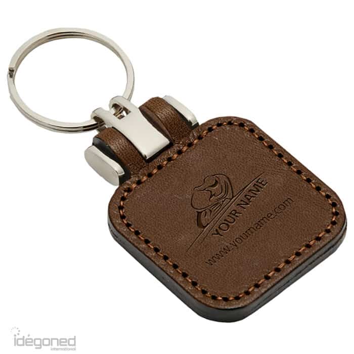 Sleutelhanger P02743 donkerbruin leer Idegoned