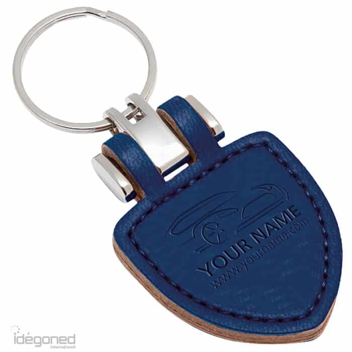 Sleutelhanger P02778 blauw kunstleer Idegoned