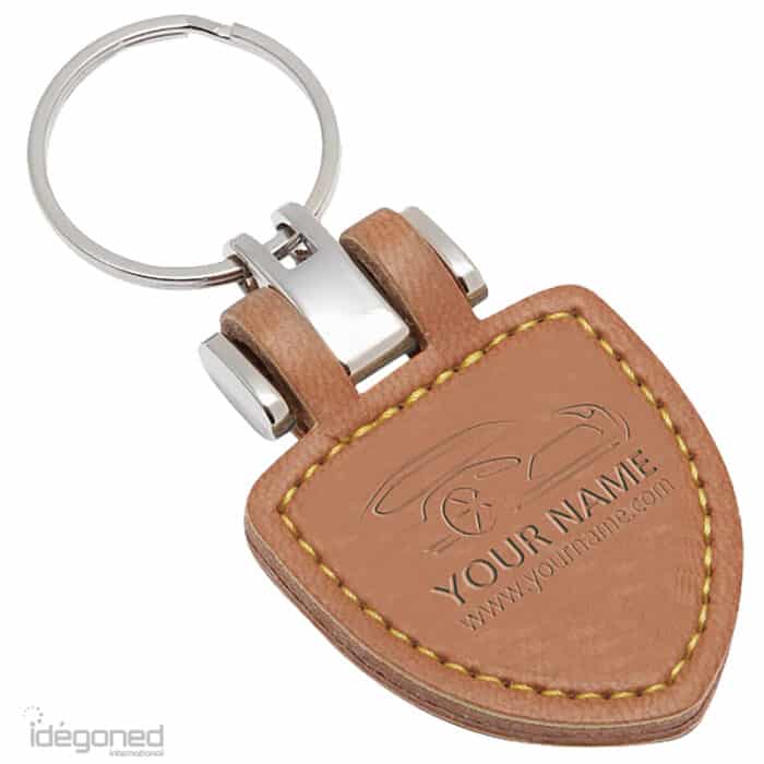 Sleutelhanger P02778 lichtbruin cognac kunstleer Idegoned
