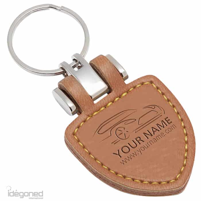 Sleutelhanger P02778 lichtbruin cognac leer Idegoned