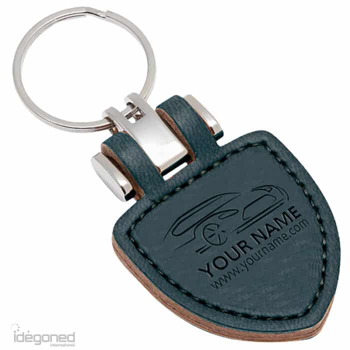 Sleutelhanger P02778 grijs cognac kunstleer Idegoned
