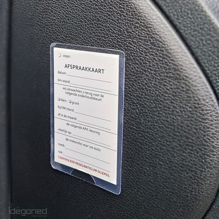 Zelfklevend transparant hoesje voor oliekaartje