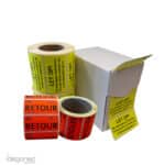 Fluor etiketten op rol bedrukt eigen tekst