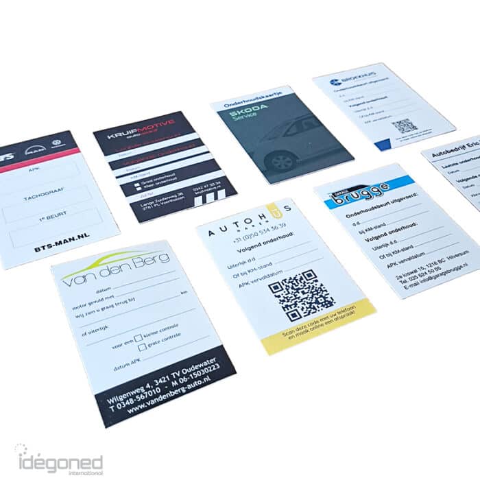 Smeerkaartjes Afspraakkaartje Oliekaartjes onderhoudskaartje