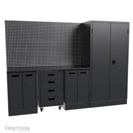 Kastenwand werkplaats zwart