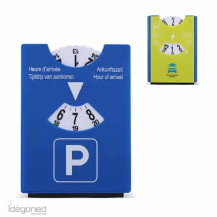 Parkeerschijf voor elektrische auto's me t blauwe en groene zijde 90728