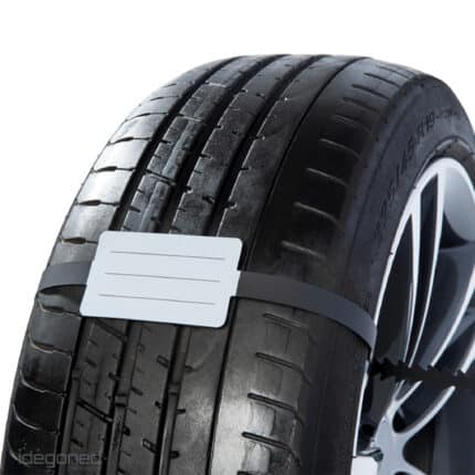 0600150241 PVC Bandenlabel all in one. Losse PVC strip met vast kaartje bevestigd aan autoband