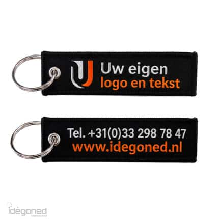Custom made geweven sleutelhanger met eigen logo